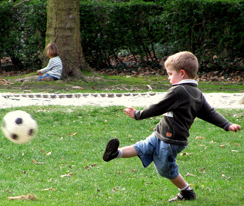 a child playing football