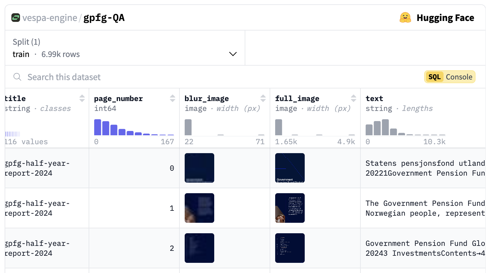 Screenshot of dataset in huggingface viewer