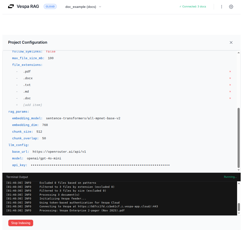 Processing progress with terminal logs